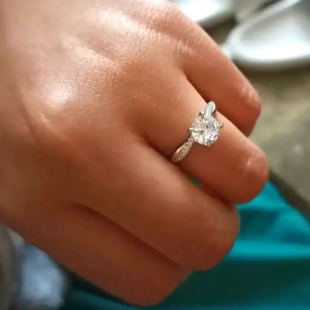 S925 Sterling silver halo diamond wedding ring sz 7